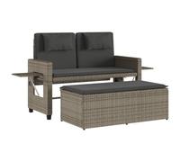 vidaXL Banc inclinable de jardin avec coussins – Résine tressée grise