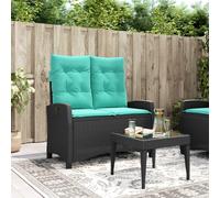 Vidaxl Banc Inclinable De Jardin Avec Coussins Noir Résine Tressée