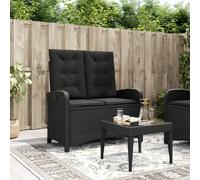 Vidaxl Banc Inclinable De Jardin Avec Coussins Noir Résine Tressée