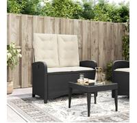 vidaXL Banc inclinable de jardin avec coussins noir résine tressée 368215