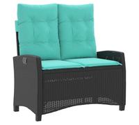 vidaXL Banc Inclinable de Jardin avec Coussins, Siège avec Dossier Réglable, Meuble de Terrasse Patio Extérieur, Noir Résine Tressée