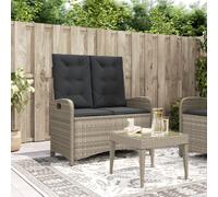 Vidaxl Banc Inclinable De Jardin Et Coussins Gris Clair Résine Tressée