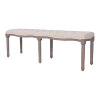 vidaXL Banc Banquette de Salon Banquette de Salle de Séjour Meuble de Salon Maison Intérieur Lin 150x40x48 cm Blanc Crème Bois Massif