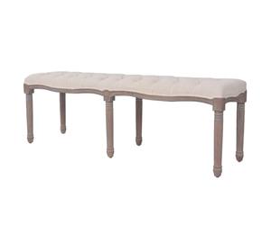 vidaXL Banc Lin Bois Massif 150 x 40 x 48 cm Blanc crème