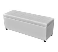 vidaXL Bois Banc de Rangement Coffre Siège Banquette Meuble Stockage Salon Blanc