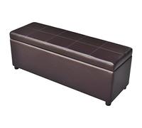 vidaXL Banc Long de Rangement, Coffre de Rangement avec Siège, Bout de Lit avec Compartiment, Repose-Pied de Salon Chambre, Bois Marron