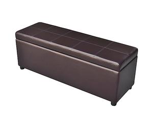 vidaXL Banc Long de Rangement, Coffre de Rangement avec Siège, Bout de Lit avec Compartiment, Repose-Pied de Salon Chambre, Bois Marron