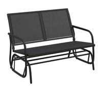 Vidaxl Banc Oscillant De Jardin Noir 120,5x76x86,5 Cm Textilène/Acier