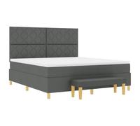 vidaXL Banc ottoman géométrique moderne avec tête de lit détachable et beaucoup de rangement pour chambre principale en tissu gris foncé design bois taille 180 x 200 cm cadre de lit mobilier rembourré