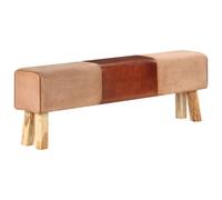 Vidaxl Banc Saut De Cheval 160 Cm Marron Cuir Véritable Et Bois Acacia Multicolore