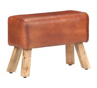 vidaXL Banc saut de cheval 58cm Marron Cuir véritable et bois manguier