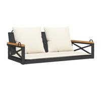 vidaXL Banc suspendu avec coussin noir 109x62x40 cm Poly rotin