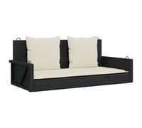 vidaXL Banc suspendu avec coussin noir 119x56x48 cm Poly rotin