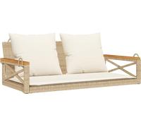 vidaXL Banc suspendu avec coussins Beige 109x62x40 cm Poly rotin