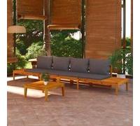 vidaXL Bancs de jardin avec coussins gris foncé 2 pcs Bois d'acacia 3087281 Gris G