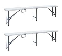 Vidaxl Bancs De Jardin Pliables 2 Pcs 180 Cm Pehd Blanc Multicolore