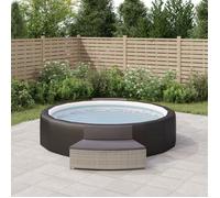 vidaXL Bancs de spa avec coussins 2 pcs gris résine tressée, banc de spa extérieur, banc de spa de patio, banc de spa en 362263