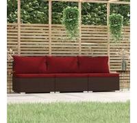 vidaXL Bank 3-zits met kussens poly rattan bruin317550 G