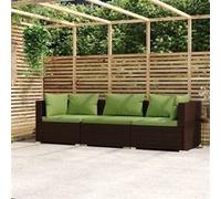 vidaXL Bank 3-zits met kussens poly rattan bruin317555 G