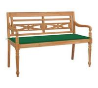 Vidaxl Banc Batavia Avec Coussin Vert 120 Cm Bois De Teck Massif Vert