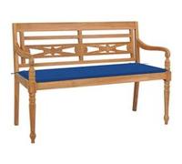 Banc Batavia avec Coussin Gris Siège Jardin Terrasse Bois de Teck Massif vidaXL