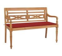Vidaxl Banc Batavia Avec Coussin Rouge 120 Cm Bois De Teck Massif Rouge