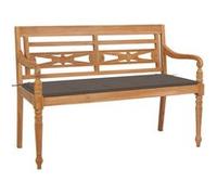 Banc Batavia avec Coussin Gris Siège Jardin Terrasse Bois de Teck Massif vidaXL