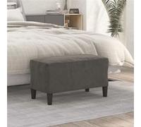 Bankje 70x35x41 cm fluweel donkergrijs349398
