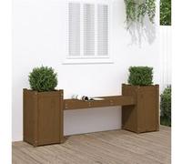 Vidaxl Banc Avec Jardinières Marron Miel Bois Massif De Pin