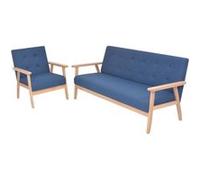 2x Canapé Tissu Bleu Canapé de Salon Mobilier de Salon Sofa Meubles vidaXL