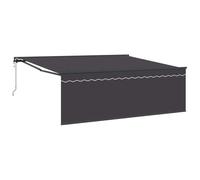 vidaXL bannière rétractable pour l'extérieur 3,5 x 2,5m Orange et Blanc, avec Cadre en métal, Tissu en Polyester, résistant aux UV et à l'eau, à Fixer au Mur, Style Moderne, Angle réglable, Design Qu