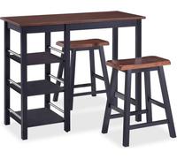 vidaXL Bar Set 3 pièces MDF noir