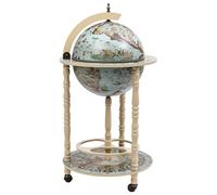 vidaXL Armoire à vin Bar sous forme de globe Bois d'eucalyptus Bleu et blanc Mobilité facile