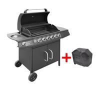 vidaXL Barbecue à gaz 6 + 1 zone de cuisson Noir
