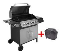 vidaXL Barbecue à gaz 6 + 1 zone de cuisson Noir et argenté