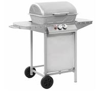vidaXL Barbecue à gaz avec 2 zones de cuisson Acier Argenté