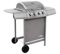 vidaXL Barbecue à gaz avec 4 brûleurs, élégant et fonctionnel, robuste, roulettes stables pour jardin, cuisine en plein air, barbecue au gaz naturel, argenté