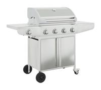 vidaXL Barbecue à gaz avec 5 brûleurs argenté acier inoxydable, grill extérieur, cuisine extérieure,, barbecue, barbecue avec rangement Argent