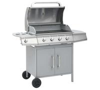 Barbecue à gaz 4+1 zones de cuisson Argenté Inox Argent