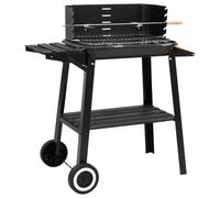 vidaXL Barbecue au charbon de bois avec roulettes noir acier