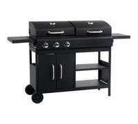 vidaXL Barbecue Combiné au Charbon de Bois avec 3 Brûleurs Grille d'Extérieur Grille de Cuisson Barbecue d'Extérieur Cour 47388 Noir G