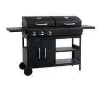 vidaXL Barbecue combiné 47388 – au charbon et à gaz, 3 brûleurs, grille d'extérieur – Noir G