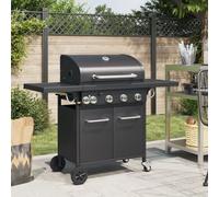 vidaXL Barbecue gril à gaz avec 5 brûleurs noir acier enduit de poudre