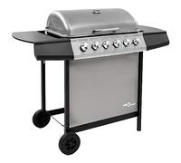 vidaXL Barbecue Gril à Gaz avec 6 Brûleurs Gril d'Extérieur Grille de Cuisson Barbecue de Jardin Barbecue de Terrasse Barbecue d'Extérieur Noir et Argenté