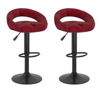 vidaXL Tabourets de bar lot de 2 velours rouge bordeaux - chaise bistro pour petit-déjeuner