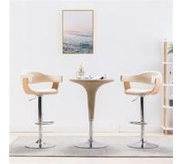 vidaXL Tabourets de bar 283116 - Bois courbé et similicuir crème - Lot de 2
