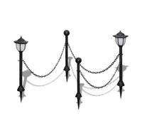 vidaXL Barrière à chaîne 40868 – 2 lampes solaires & 2 poteaux pour jardin/terrasse/patio Noir G