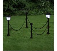 vidaXL Barrière à Chaîne 2 Lampe Solaire et 2 Poteaux Jardin Terrasse Patio 40868