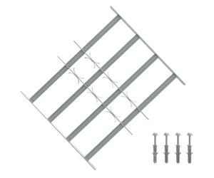 vidaXL Barrière de sécurité pour fenêtre avec 4 traverses, 3 pièces 430-740 mm, grille de sécurité industrielle extérieure, fenêtre en acier galvanisé réglable, barrière de sécurité extensible