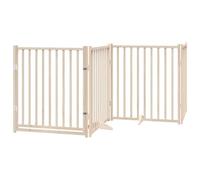 vidaXL Barrière pour chien avec porte pliable 4 panneaux 320 cm en bois massif sapin